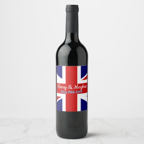 Harry  Meghan Union Jack Wine Label