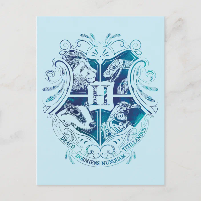 Harry Potter Aguamenti Hogwarts Crest Postcard Zazzle Com