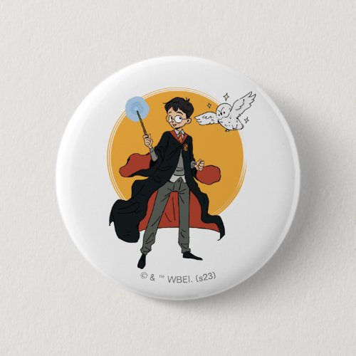 HARRY POTTER and Hedwig Illustration Button