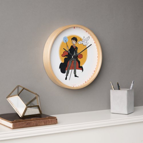 HARRY POTTER and Hedwig Illustration Clock