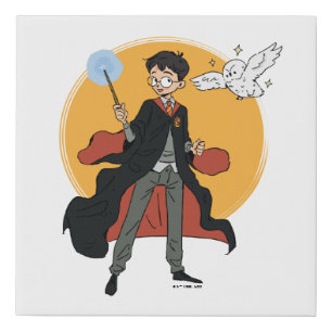 HARRY POTTER™ and Hedwig Illustration Faux Canvas Print