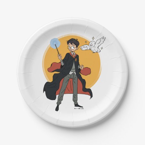 HARRY POTTER and Hedwig Illustration Paper Plates