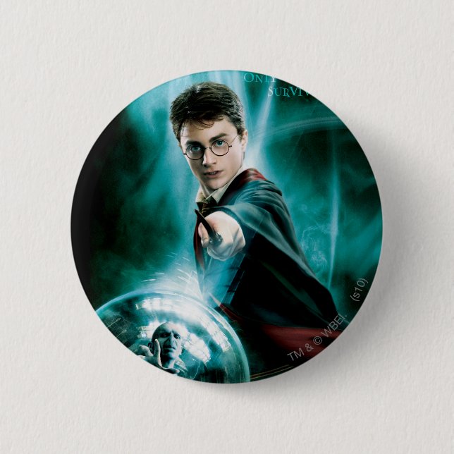 Harry Potter and Voldemort Only One Can Survive Button (Front)