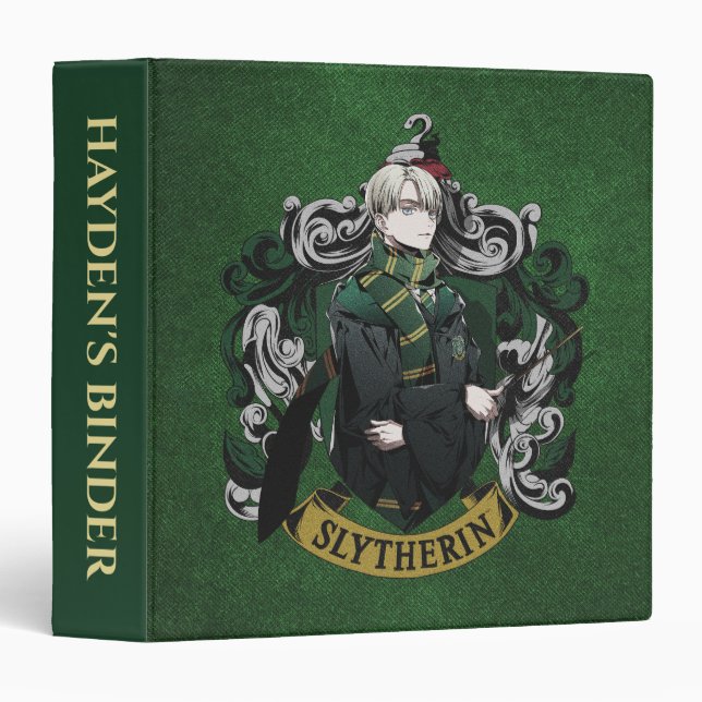 HARRY POTTER™ | Anime Draco Malfoy House Crest 3 Ring Binder (Front/Spine)