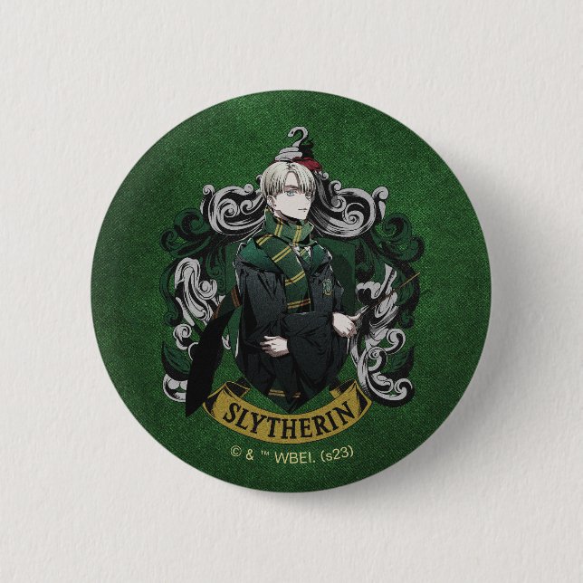 HARRY POTTER™ | Anime Draco Malfoy House Crest Button (Front)