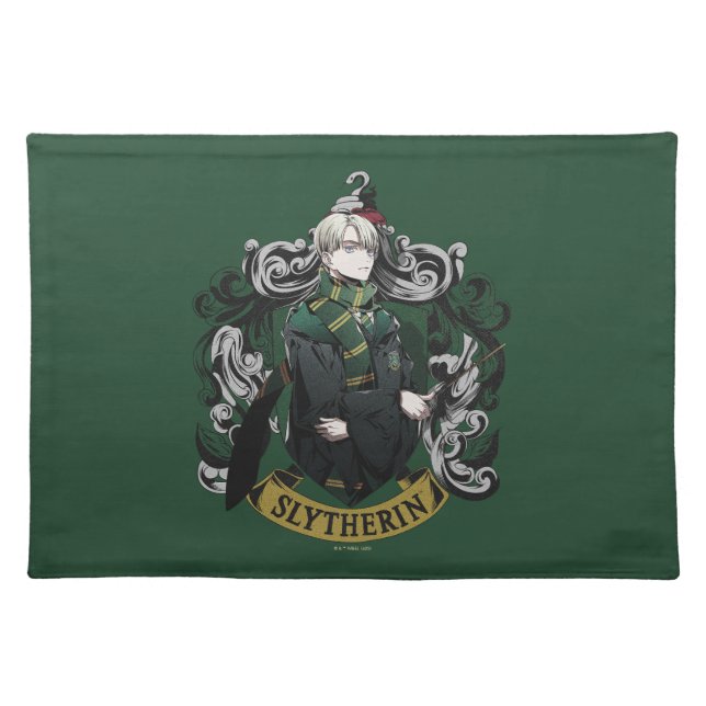 HARRY POTTER™ | Anime Draco Malfoy House Crest Cloth Placemat (Front)
