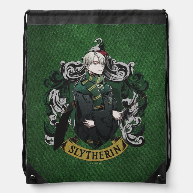 HARRY POTTER™ | Anime Draco Malfoy House Crest Drawstring Bag (Front)
