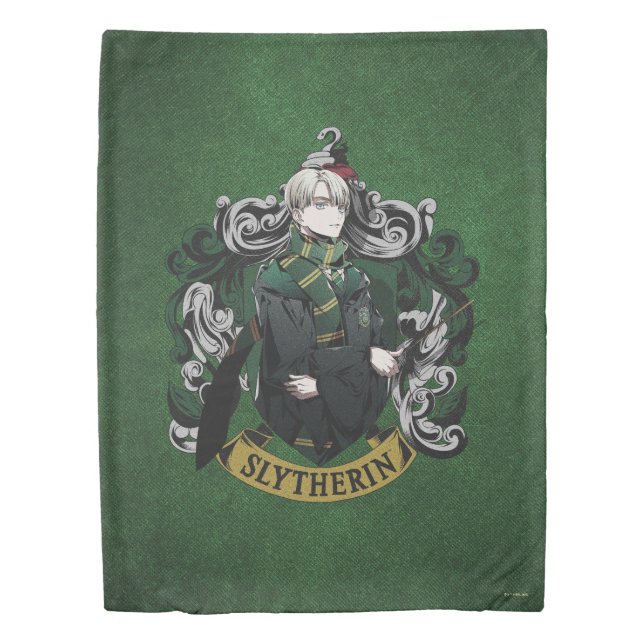 HARRY POTTER™ | Anime Draco Malfoy House Crest Duvet Cover (Front)