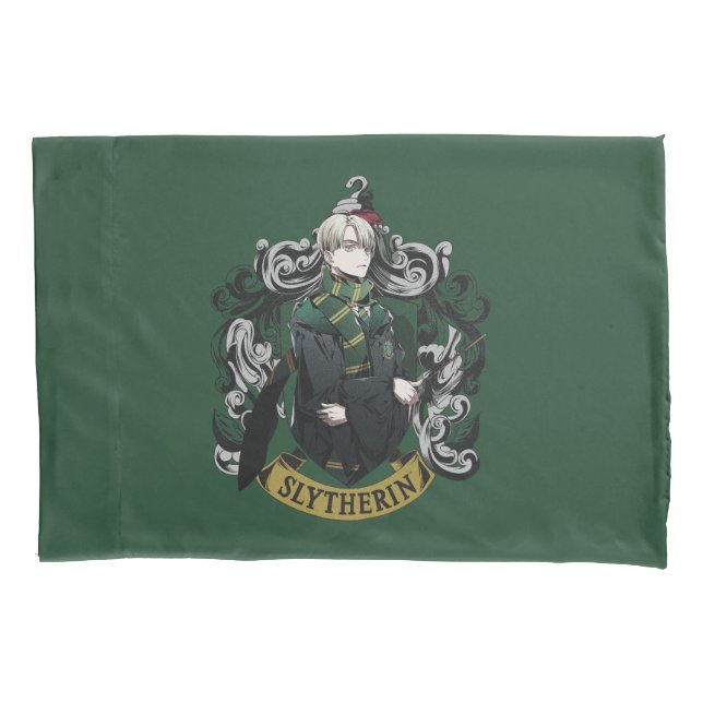 HARRY POTTER™ | Anime Draco Malfoy House Crest Pillow Case (Front)