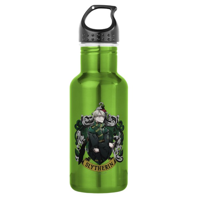 HARRY POTTER™ | Anime Draco Malfoy House Crest Stainless Steel Water Bottle (Front)