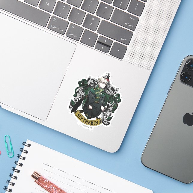 HARRY POTTER™ | Anime Draco Malfoy House Crest Sticker (Laptop w/ iPhone)