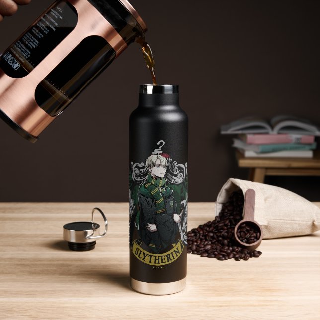 HARRY POTTER™ | Anime Draco Malfoy House Crest Water Bottle (Coffee)