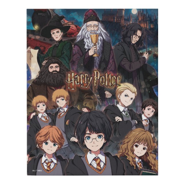 HARRY POTTER™ Anime Ensemble Scene Faux Canvas Print (Front)