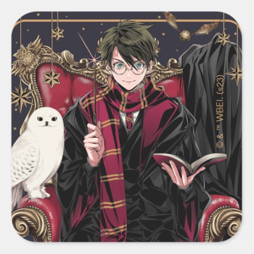 HARRY POTTER  Anime HARRY POTTER Seated Square Sticker