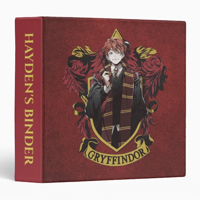 HARRY POTTER™ | Anime Ron Weasley House Crest 3 Ring Binder (Front/Spine)