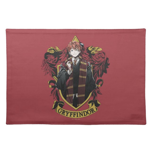 HARRY POTTER™ | Anime Ron Weasley House Crest Cloth Placemat (Front)