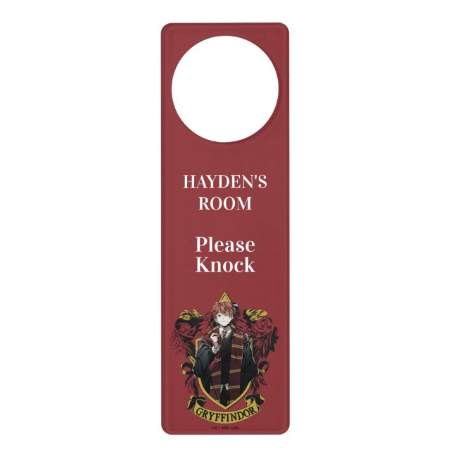 HARRY POTTER™ | Anime Ron Weasley House Crest Door Hanger (Front)