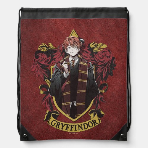 HARRY POTTER  Anime Ron Weasley House Crest Drawstring Bag