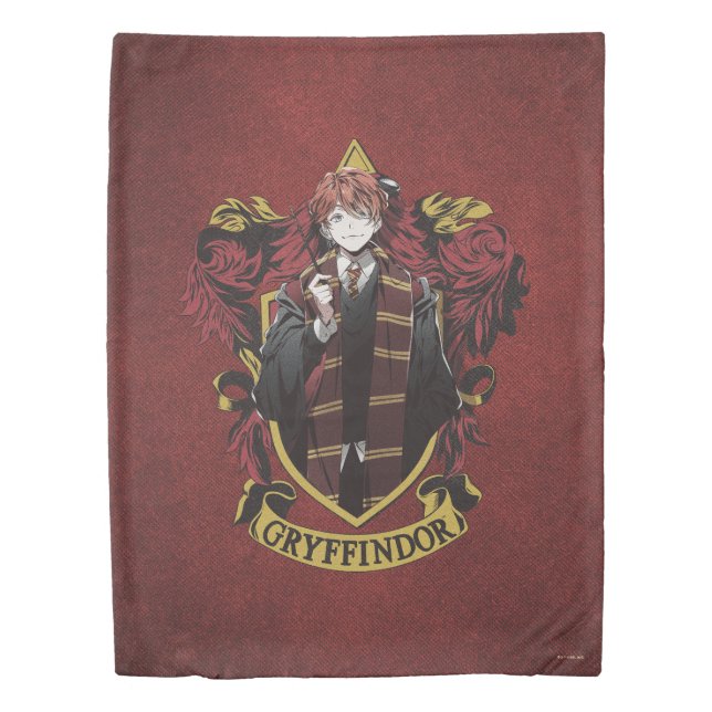 HARRY POTTER™ | Anime Ron Weasley House Crest Duvet Cover (Front)