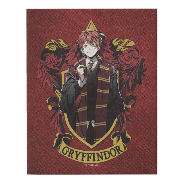 HARRY POTTER™ | Anime Ron Weasley House Crest Faux Canvas Print (Front)