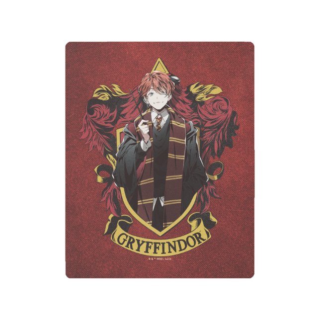 HARRY POTTER™ | Anime Ron Weasley House Crest Metal Print (Front)