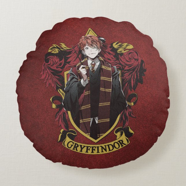 HARRY POTTER™ | Anime Ron Weasley House Crest Round Pillow (Front)