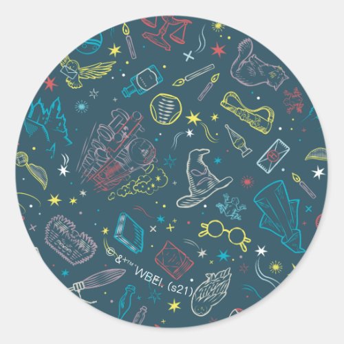 HARRY POTTER Artifacts Line Art Pattern Classic Round Sticker