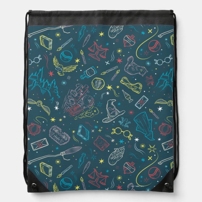 HARRY POTTER™ Artifacts Line Art Pattern Drawstring Bag (Front)