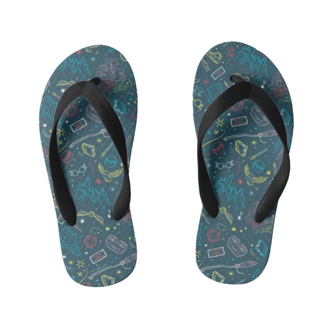 HARRY POTTER™ Artifacts Line Art Pattern Kid's Flip Flops (Footbed)