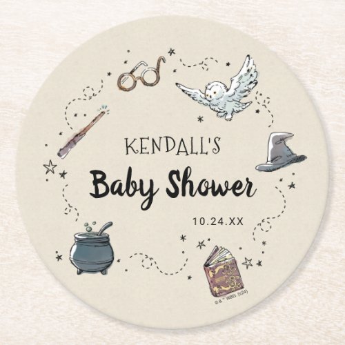 HARRY POTTER Baby Shower Round Paper Coaster