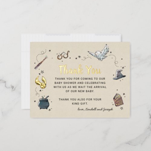 Harry Potter  Baby Shower Thank You Foil Invitation Postcard