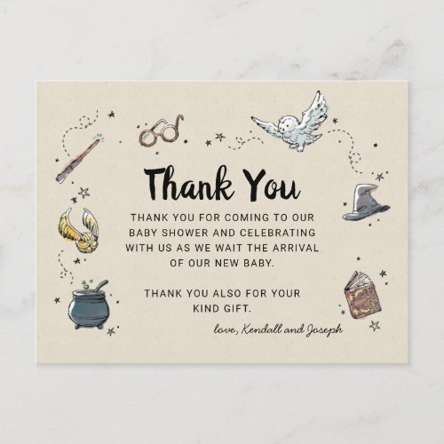 Harry Potter  Baby Shower Thank You Postcard