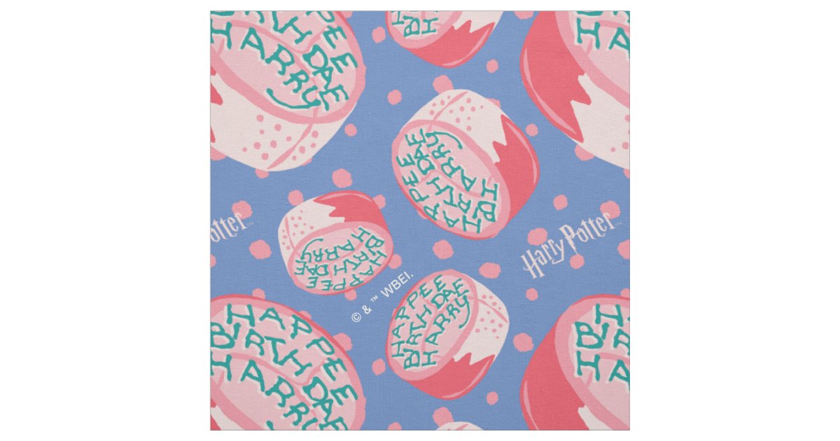 HARRY POTTER™ Birthday Cake Pattern Fabric | Zazzle