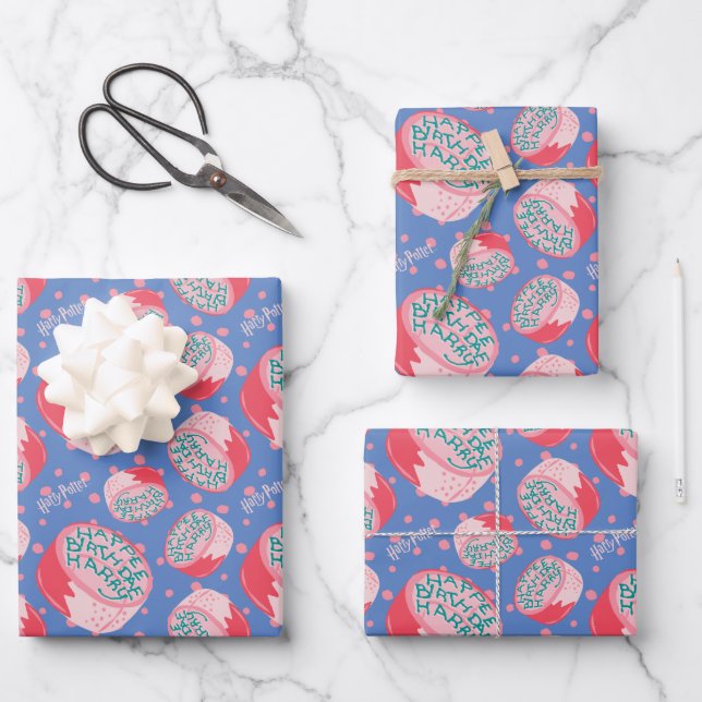 HARRY POTTER™ Birthday Cake Pattern Wrapping Paper Sheets (Front)