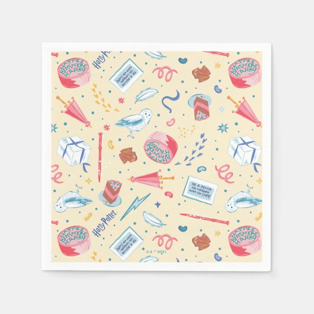 HARRY POTTER™ Birthday Celebration Pattern Napkins (Front)