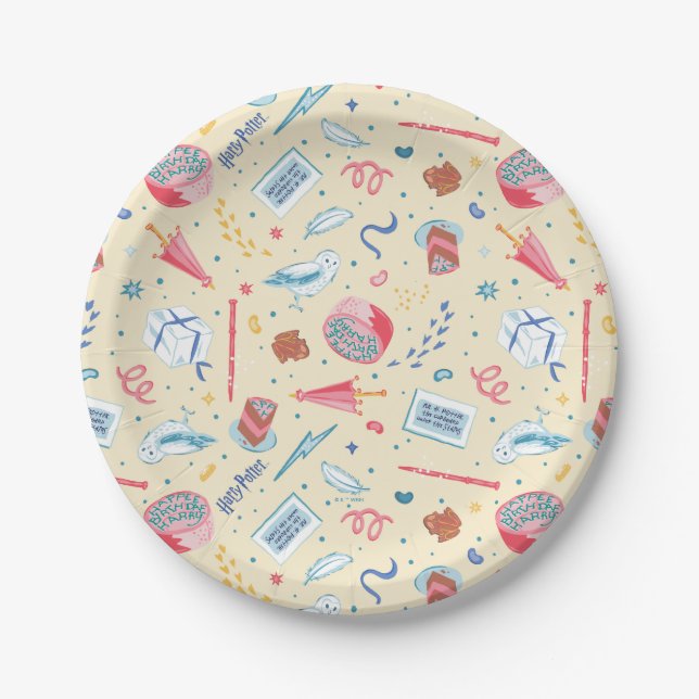 HARRY POTTER™ Birthday Celebration Pattern Paper Plates (Front)