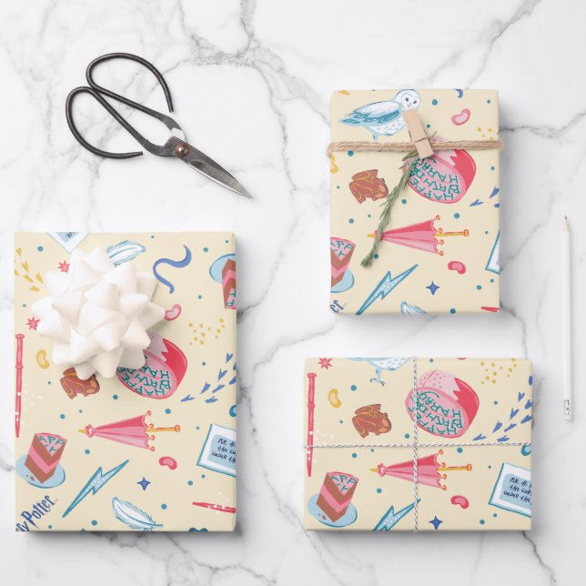 HARRY POTTER™ Birthday Celebration Pattern Wrapping Paper Sheets (Front)