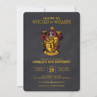 Harry Potter Birthday | Gryffindor Chalkboard Invitation | Zazzle