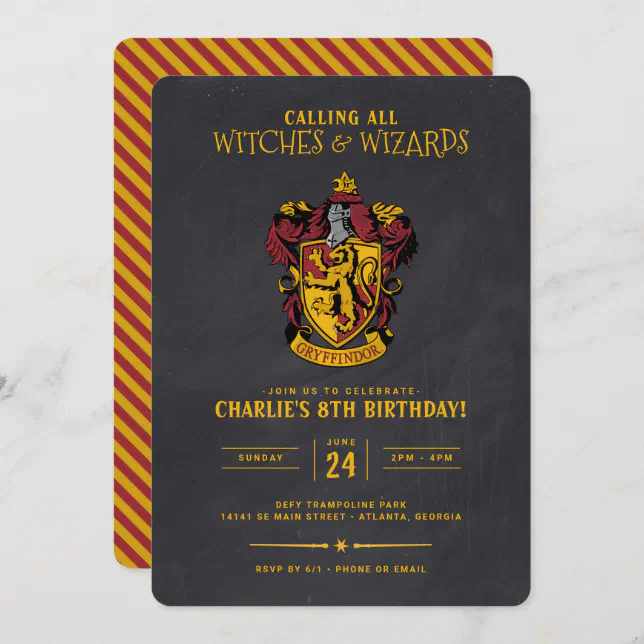 Harry Potter Birthday | Gryffindor Chalkboard Invitation | Zazzle