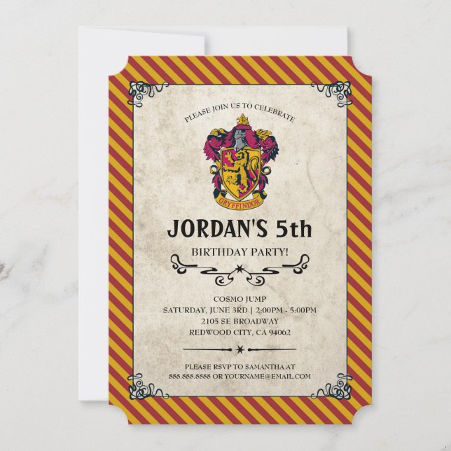 Harry Potter Birthday | Gryffindor Invitation (Front)