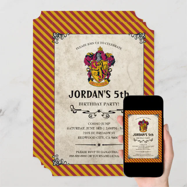 Harry Potter Birthday | Gryffindor Invitation | Zazzle