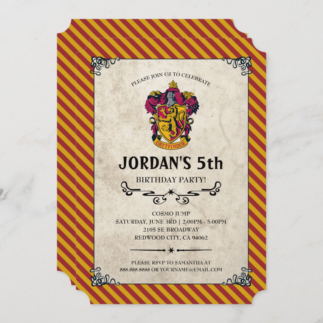 Harry Potter Birthday | Gryffindor Invitation | Zazzle