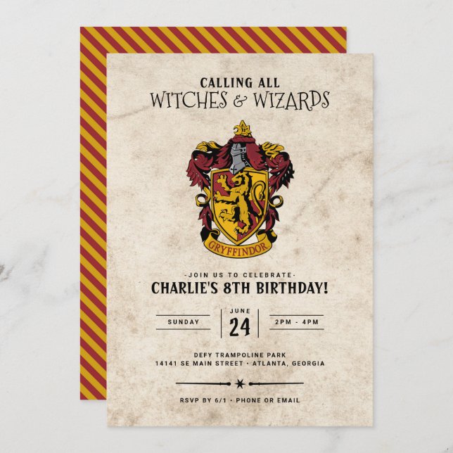 Harry Potter Birthday | Gryffindor Invitation (Front/Back)