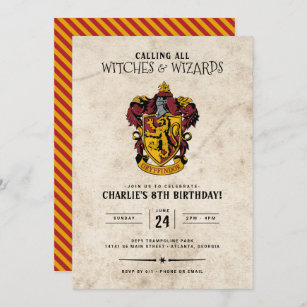 Harry Potter Birthday   Gryffindor Invitation