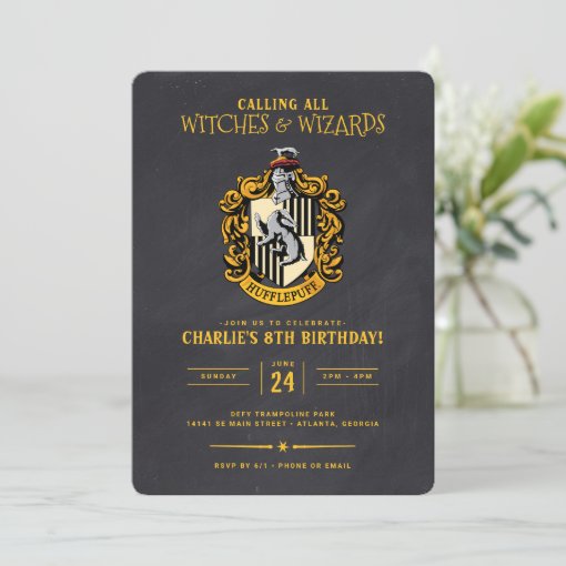 Harry Potter Birthday | Hufflepuff Chalkboard Invitation | Zazzle