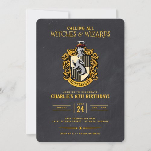 Harry Potter Birthday  Hufflepuff Chalkboard Invitation