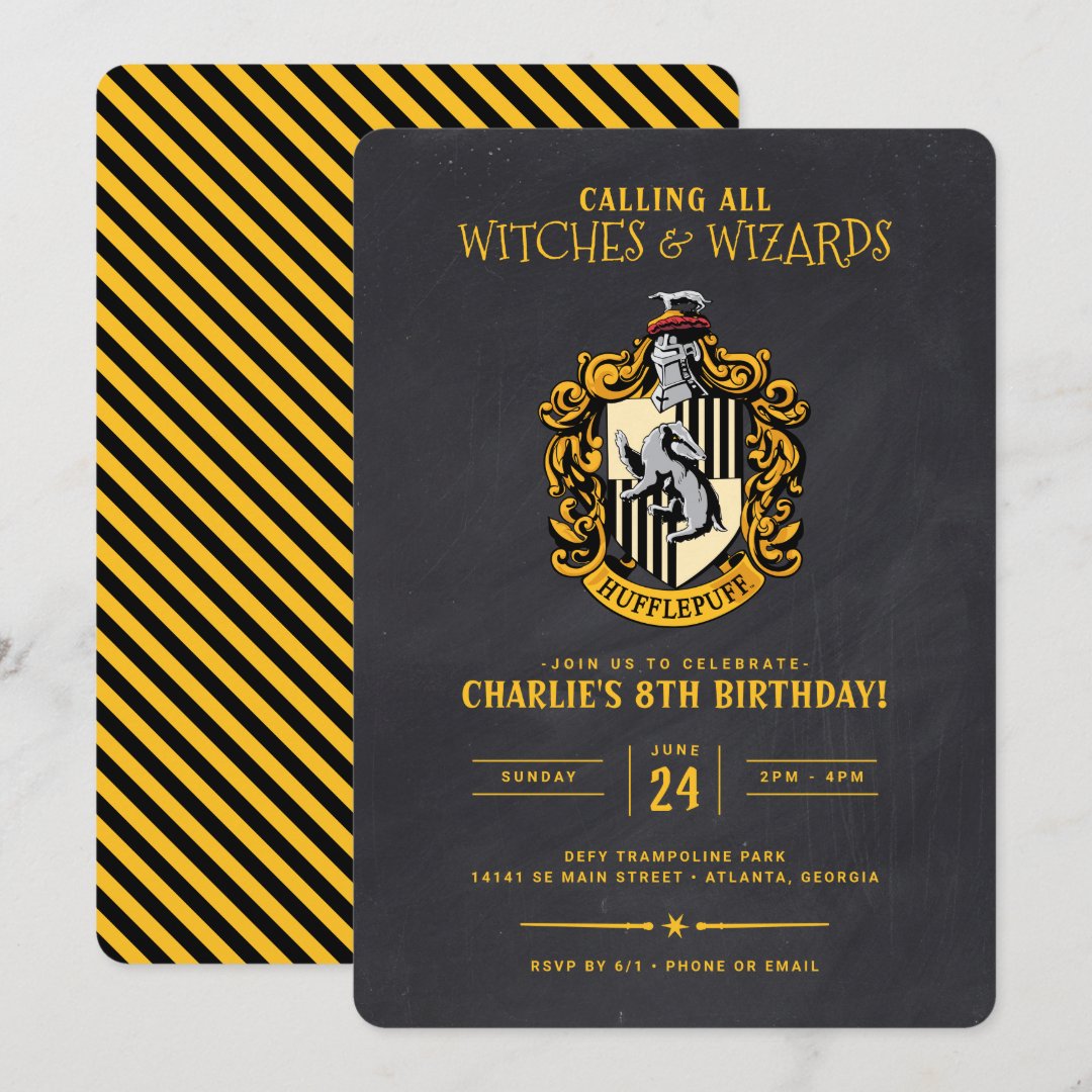 Harry Potter Birthday | Hufflepuff Chalkboard Invitation | Zazzle