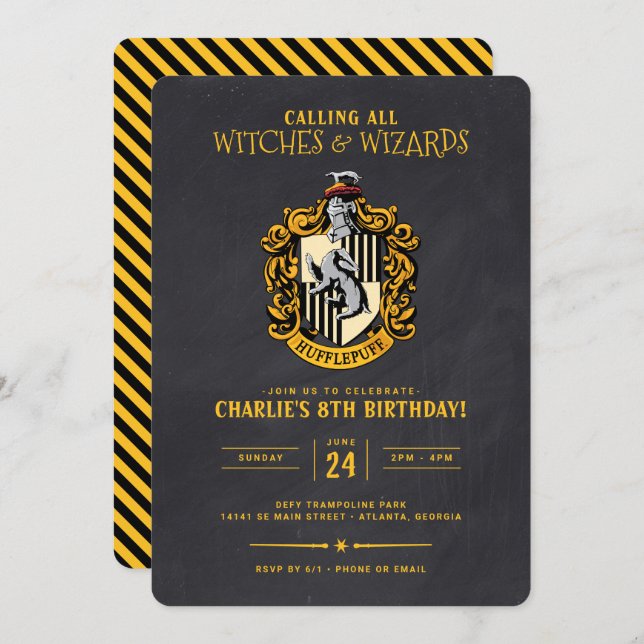 Harry Potter Birthday | Hufflepuff Chalkboard Invitation (Front/Back)