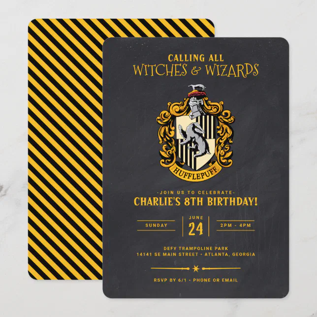 Harry Potter Birthday | Hufflepuff Chalkboard Invitation | Zazzle