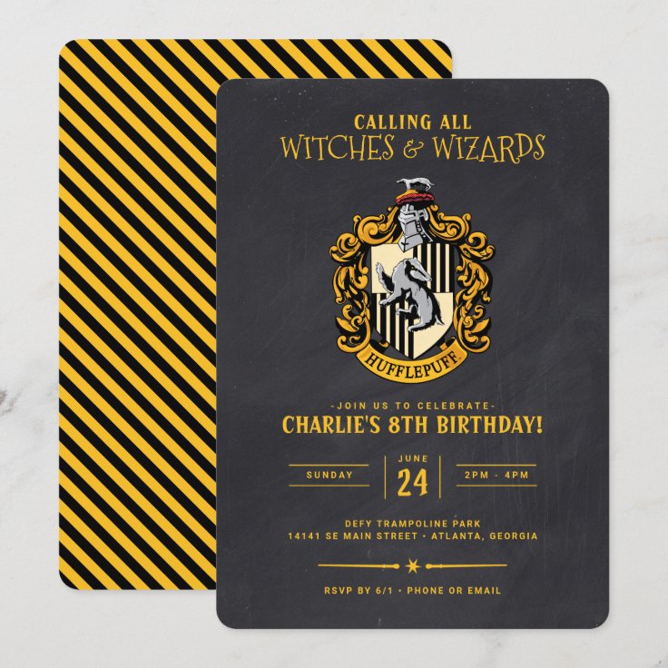 Harry Potter Birthday | Hufflepuff Chalkboard Invitation | Zazzle